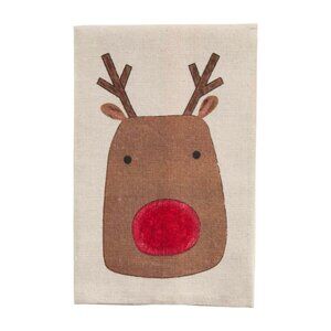 Mud Pie Painted Farmhouse Reindeer Towel/NWT
